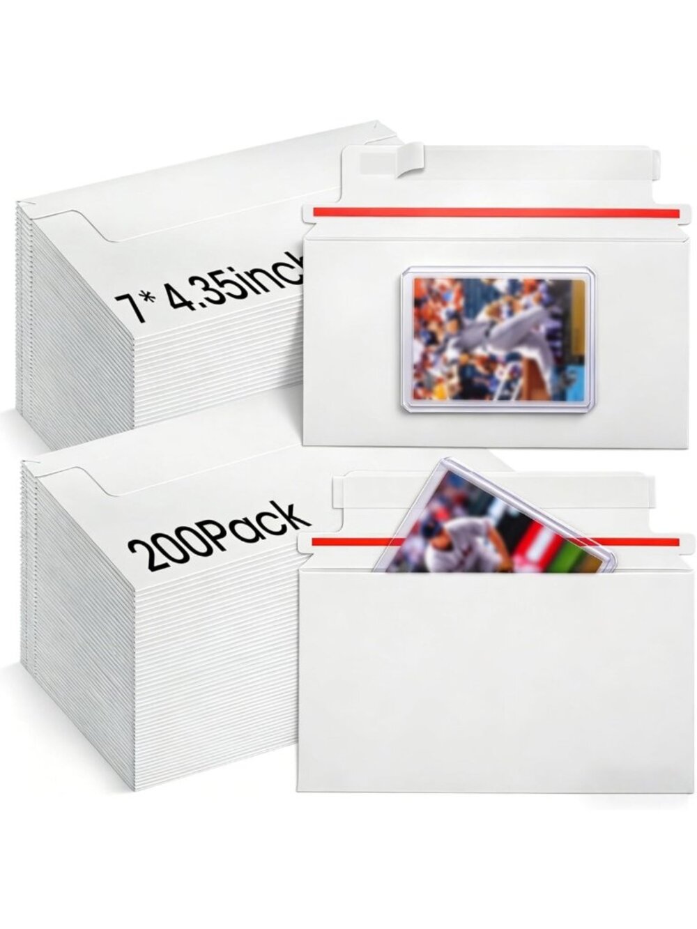 200 Pack Self-Adhesive Cardboard Mailers 7"x4.35" for Trading Cards